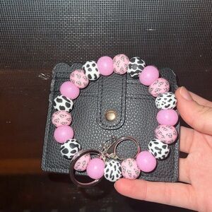 Cow printed wristlet and wallet